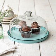 Glass Cloche with Seafoam Base